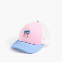 Girls' red, white and blue bow-patch trucker hat