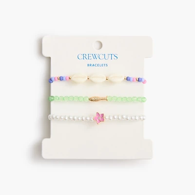 Girls' beaded summer bracelets set-of-three