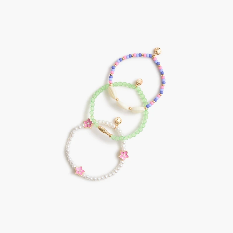 Girls' beaded summer bracelets set-of-three