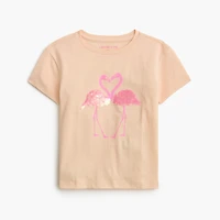 Girls' sequin flamingo graphic tee