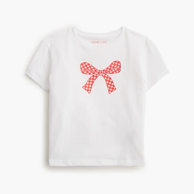 Girls' gingham bow graphic tee
