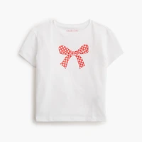 Girls' gingham bow graphic tee