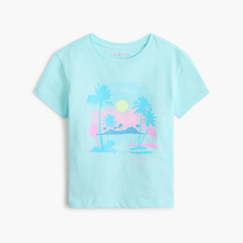 Girls' glitter neon palm trees graphic tee