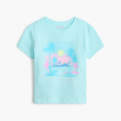 Girls' glitter neon palm trees graphic tee