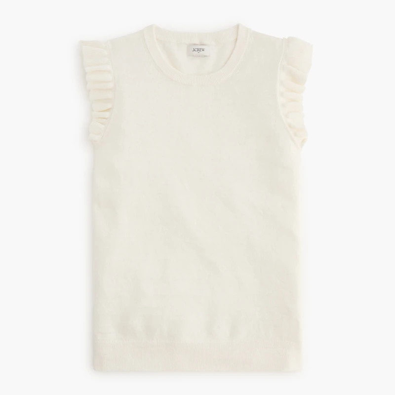 Ruffle-sleeve sweater shell