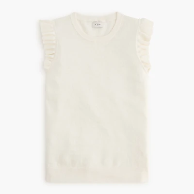 Ruffle-sleeve sweater shell