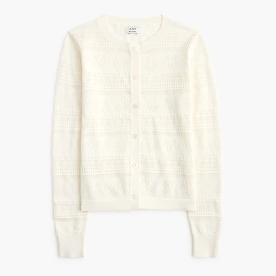 Seashell pointelle cardigan sweater