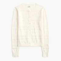 Seashell pointelle cardigan sweater