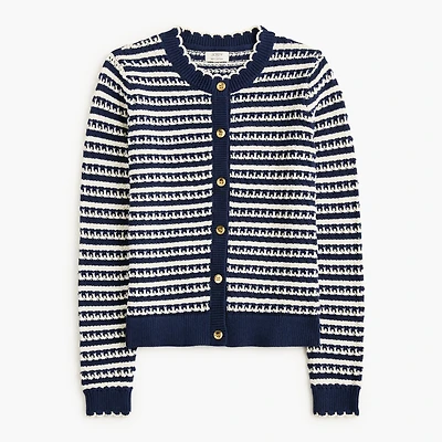 Pointelle cardigan sweater