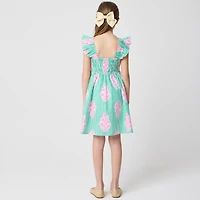 Girls' striped smocked dress