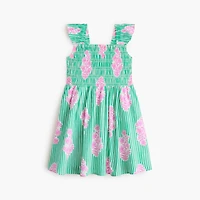 Girls' striped smocked dress