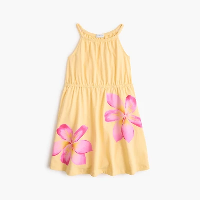 Girls' knit tropical flowers dress
