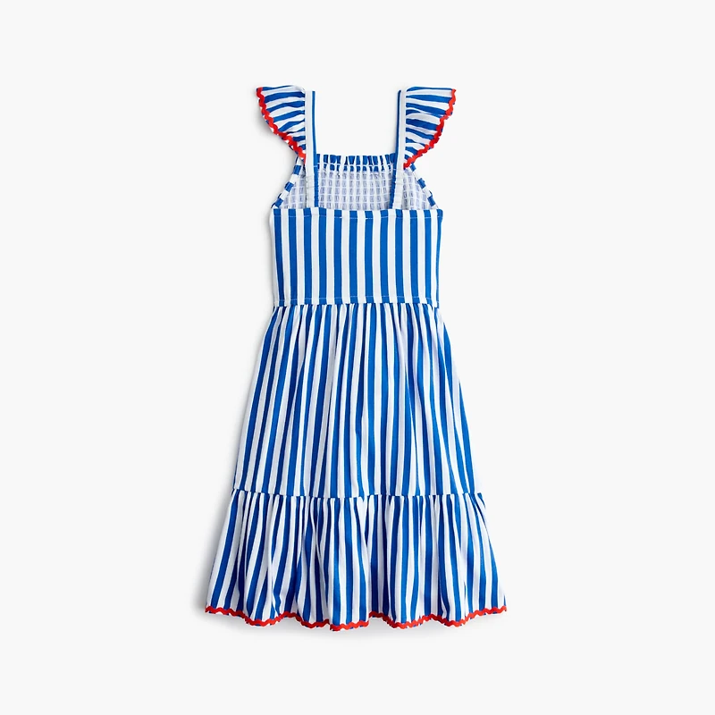 Girls' striped smocked dress