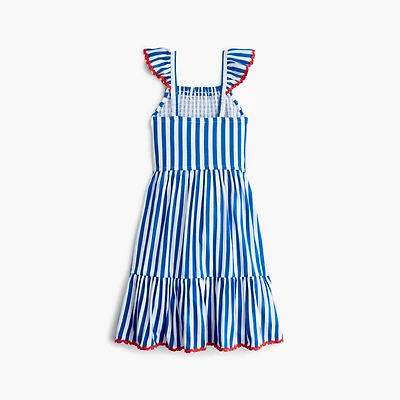 Girls' striped smocked dress