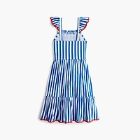 Girls' striped smocked dress
