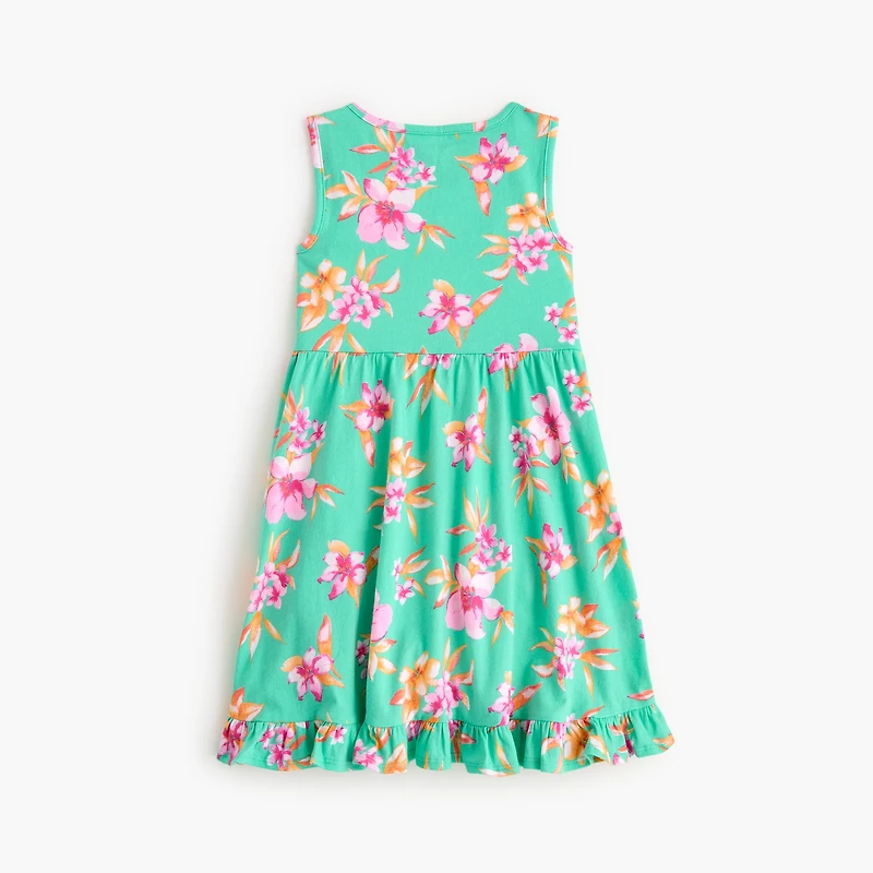 Girls' tropical knit tank dress