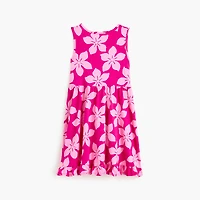 Girls' pink hibiscus knit tank dress