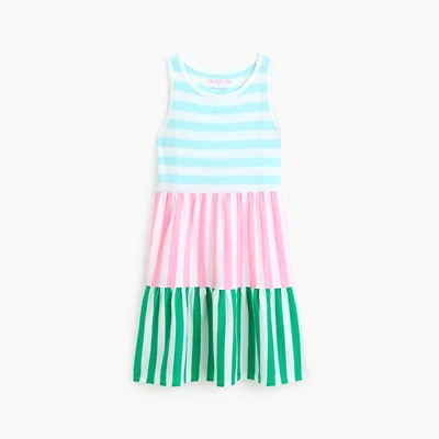 Girls' knit striped tank dress