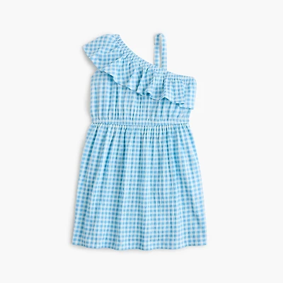 Girls' crinkle-knit one-shoulder dress