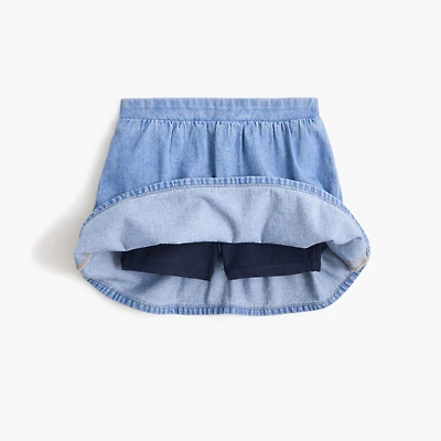 Girls' denim pull-on skater skort