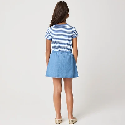 Girls' denim pull-on skater skort