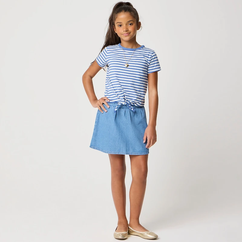 Girls' denim pull-on skater skort