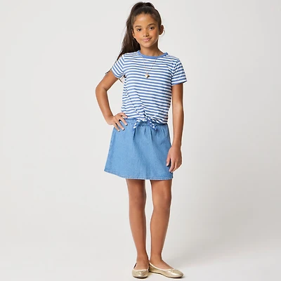 Girls' denim pull-on skater skort
