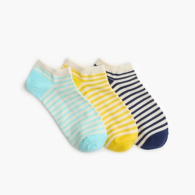 Striped ankle socks three-pack