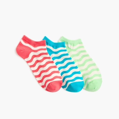 Striped ankle socks three-pack