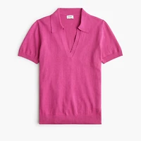 Short-sleeve cotton-blend sweater-polo