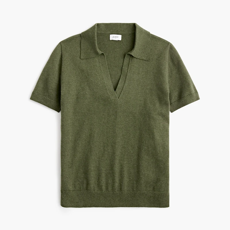 Short-sleeve cotton-blend sweater-polo