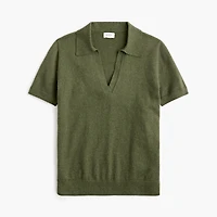 Short-sleeve cotton-blend sweater-polo