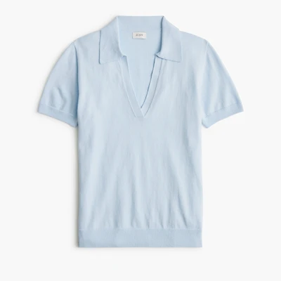 Short-sleeve cotton-blend sweater-polo