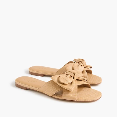 Woven bow slide sandals