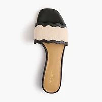 Scalloped slide sandals