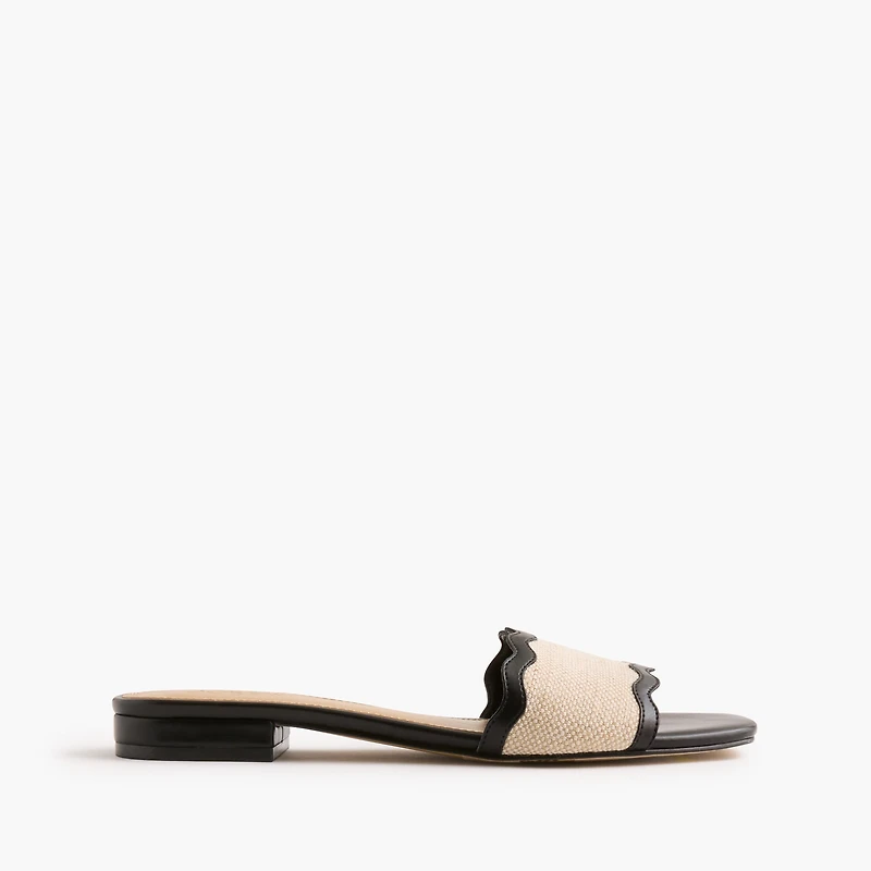 Scalloped slide sandals
