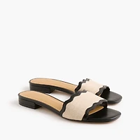 Scalloped slide sandals