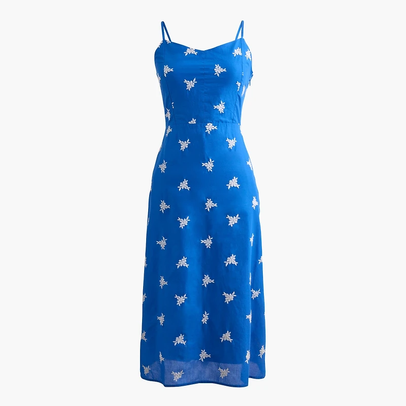 Embroidered midi slip dress