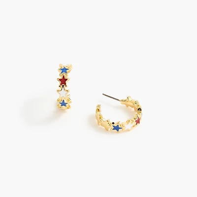 Patriotic star hoop earrings