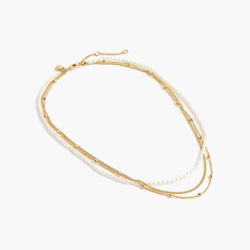 Layered pearl chain necklace