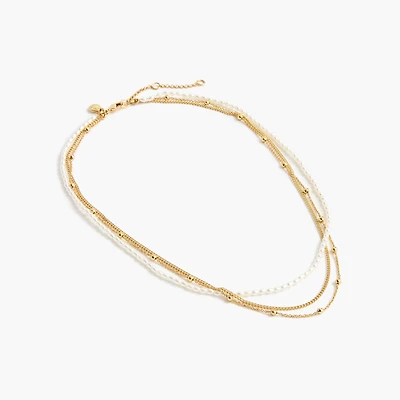 Layered pearl chain necklace