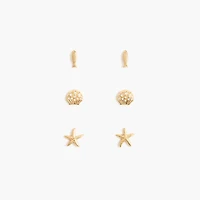 Seashell stud earrings set-of-three
