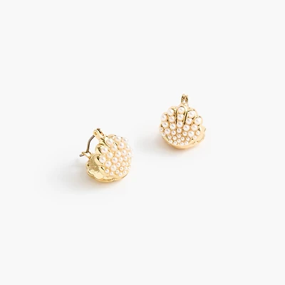 Pearl shell huggie earrings