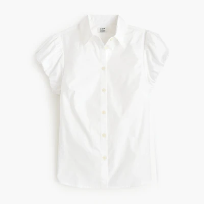 Puff-sleeve button-up top