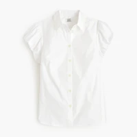 Puff-sleeve button-up top