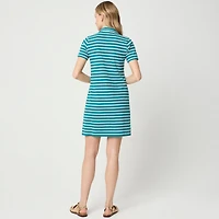 Striped knit collared mini dress