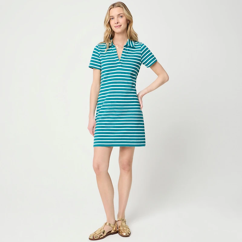 Striped knit collared mini dress