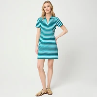 Striped knit collared mini dress