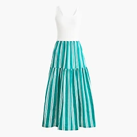 Tiered mixed-media midi dress