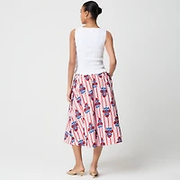 Poplin pull-on midi skirt
